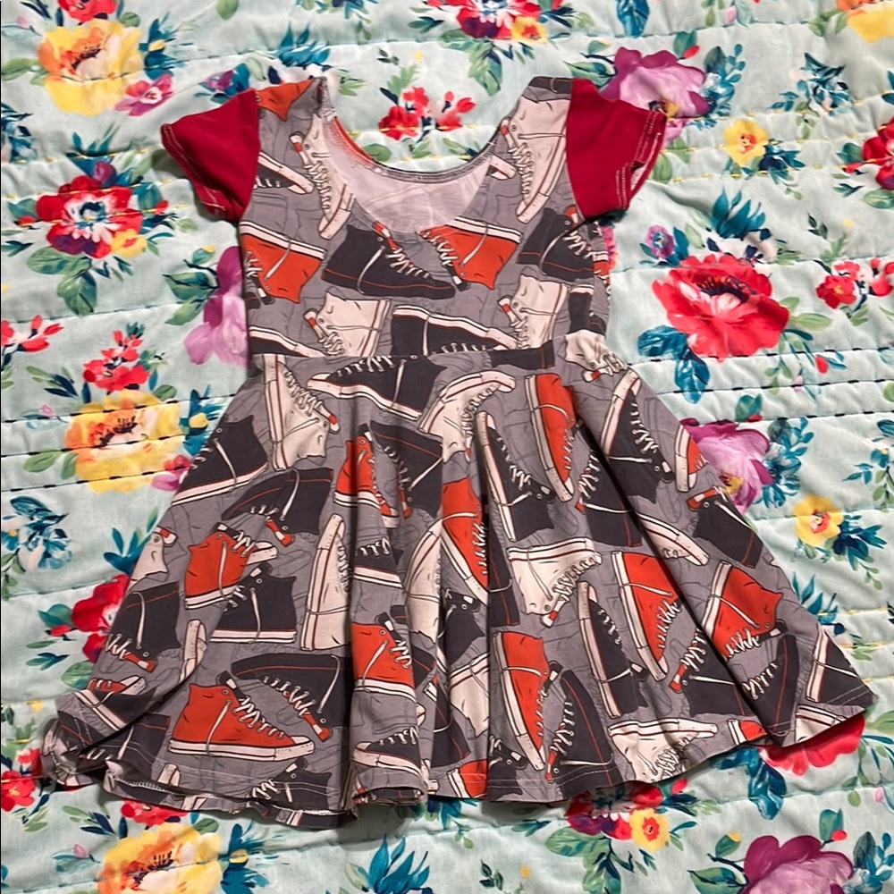Stylish Kids Dress with Sneaker Print